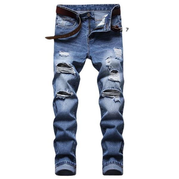 men's jeans designer brand white men casual fashion straight destruction trousers slim fit denim, Blue
men's jeans designer brand white men casual fashion straight destruction trousers slim fit denim, Blue