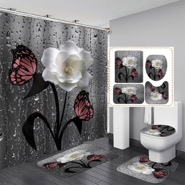 shower curtains 3d butterfly rose pattern waterproof curtain non-slip cushion toilet u-shaped bathroom essential set
shower curtains 3d butterfly rose pattern waterproof curtain non-slip cushion toilet u-shaped bathroom essential set