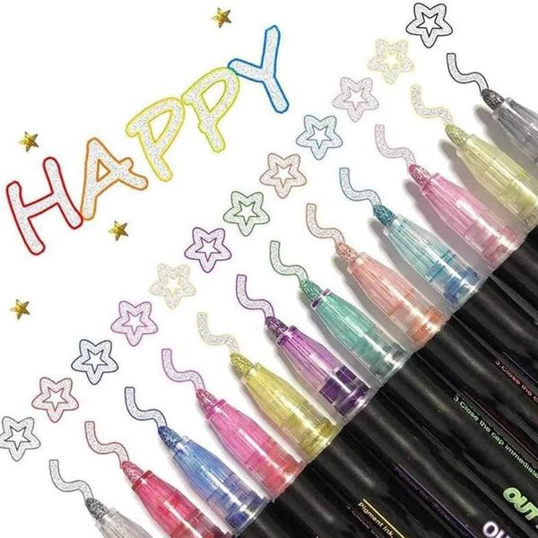 highlighters 12 colours double line outline marker pens metallic markers self-outline pen office school use, Black;red
highlighters 12 colours double line outline marker pens metallic markers self-outline pen office school use, Black;red