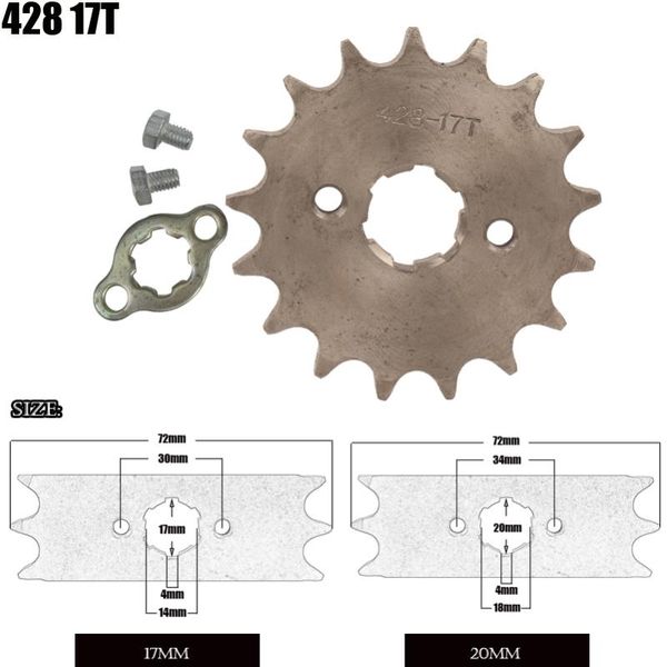parts 428 17t tooth 17mm 20mm front engine sprocket atv bike 50cc 70cc 90cc 110cc 125cc 150cc
parts 428 17t tooth 17mm 20mm front engine sprocket atv bike 50cc 70cc 90cc 110cc 125cc 150cc