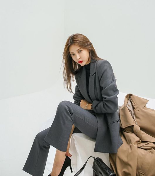 women's two piece pants elegant solid color two-pieces women blazer suit casual streetwear suits female set chic office ladies coat, White
women's two piece pants elegant solid color two-pieces women blazer suit casual streetwear suits female set chic office ladies coat, White
