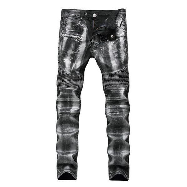 men's jeans men skinny pleated zipper style long fashion slim fit denim high streetwear pants size 40, Blue
men's jeans men skinny pleated zipper style long fashion slim fit denim high streetwear pants size 40, Blue