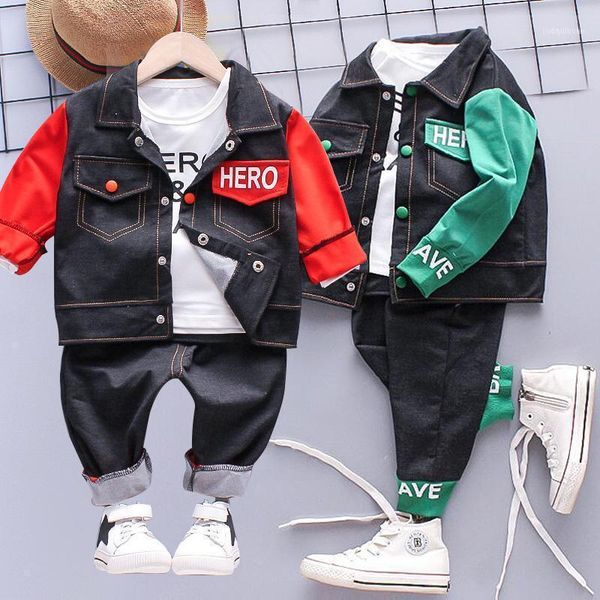 baby boy clothes spring and autumn denim suit letter printing casual three-piece suit1, White 
baby boy clothes spring and autumn denim suit letter printing casual three-piece suit1, White