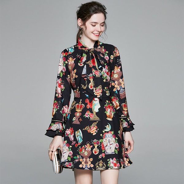 casual dresses 2021 fashion european designer bow tie flared sleeve printed angel high waist mini black dress, Black;gray
casual dresses 2021 fashion european designer bow tie flared sleeve printed angel high waist mini black dress, Black;gray
