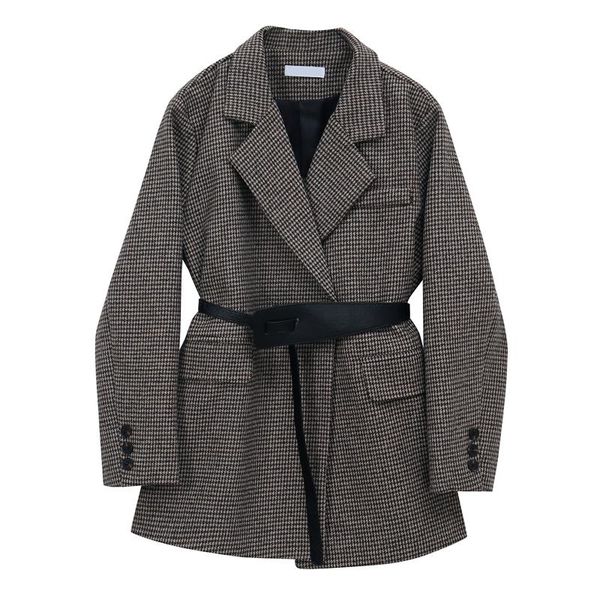 women's suits & blazers korean elegant autumn winter plaid women blazer fashion long sleeve with belt tweed coat office ladies pocket f, White;black
women's suits & blazers korean elegant autumn winter plaid women blazer fashion long sleeve with belt tweed coat office ladies pocket f, White;black