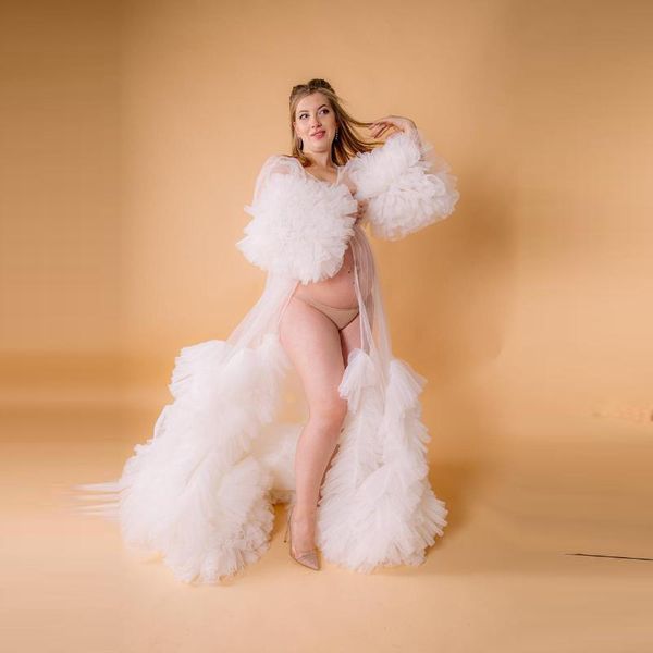 casual dresses white tulle maternity for poshoot puffy sleeves see through robes robe front slit or open, Black;gray
casual dresses white tulle maternity for poshoot puffy sleeves see through robes robe front slit or open, Black;gray