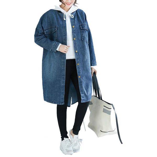 women's jackets spring autumn hooded denim jacket korean loose foreign large size casual wild medium lon windbreaker coat, Black;brown
women's jackets spring autumn hooded denim jacket korean loose foreign large size casual wild medium lon windbreaker coat, Black;brown