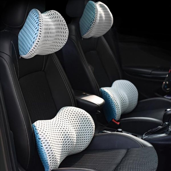 seat cushions car headrest pillow neck waist support lumbar cushion 3d memory cotton breathable mesh fabric home office auto rest pillows