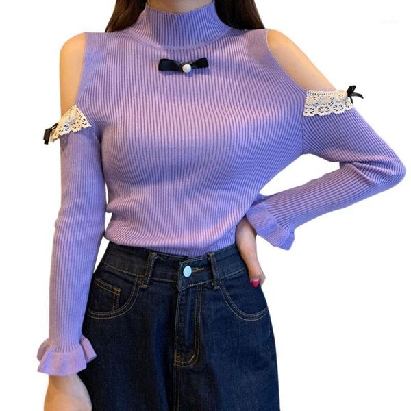 women clothes ladies autumn and winter sweet cool gentle wind sweater pullover flared sleeve off-shoulder women's sweaters, White;black
women clothes ladies autumn and winter sweet cool gentle wind sweater pullover flared sleeve off-shoulder women's sweaters, White;black