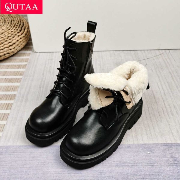 qutaa 2022 women motorcycle boots winter warm plus plush round toe genuine leather shoes plush lace up ankle boots size 34-43 210911, Black
qutaa 2022 women motorcycle boots winter warm plus plush round toe genuine leather shoes plush lace up ankle boots size 34-43 210911, Black