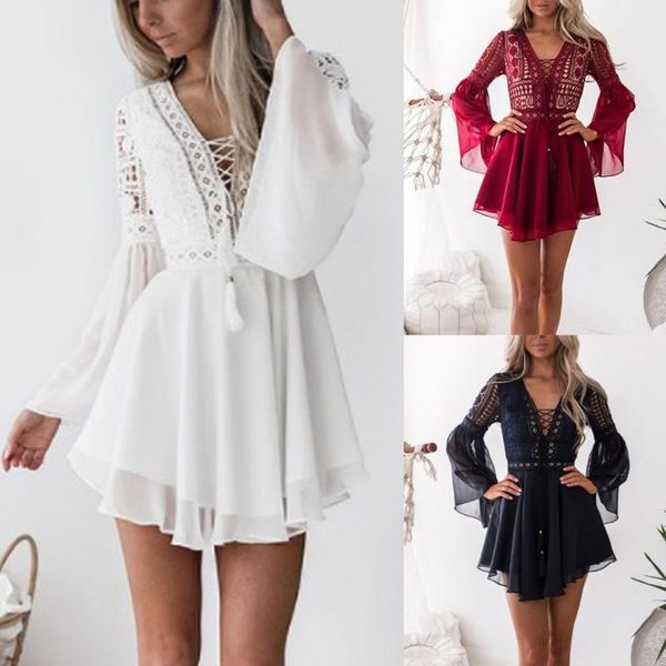 casual dresses 2022 fashion summer for women tassel lacing up v-neck flare long sleeve ladies beach party dress vestidos, Black;gray
casual dresses 2022 fashion summer for women tassel lacing up v-neck flare long sleeve ladies beach party dress vestidos, Black;gray