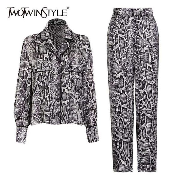 twotwinstyle print casual two piece set for women lapel long sleeve shirt high waist straight pants female sets spring 211027, White
twotwinstyle print casual two piece set for women lapel long sleeve shirt high waist straight pants female sets spring 211027, White
