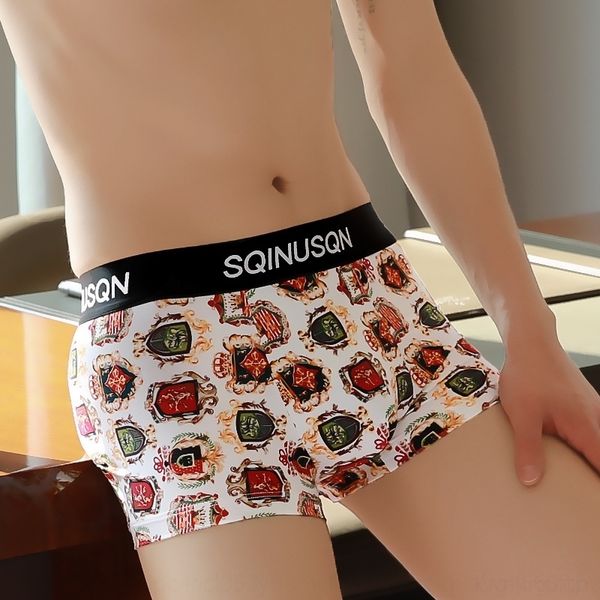 biqs popsicle men's boxer underwear underwearcartoon print mid waist personality fashion spring women's panties and summer thin un, Black;pink