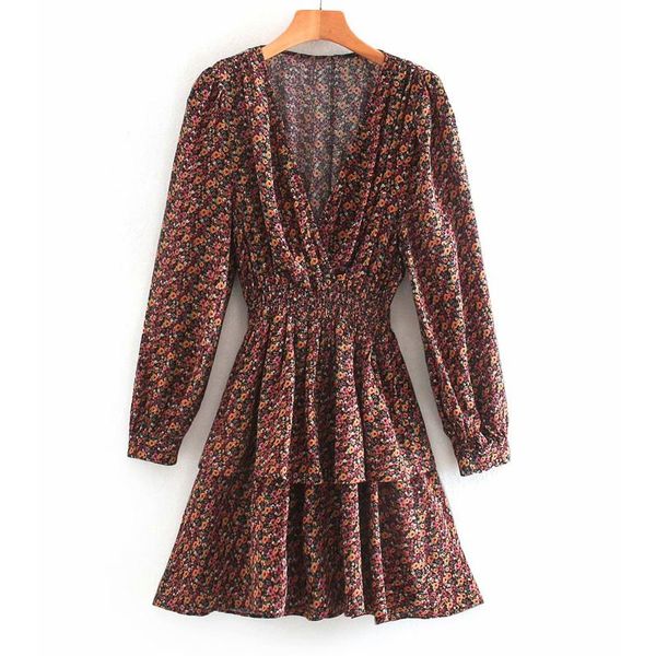 women summer v-neck mini dress 2021 floral print cascading ruffle elastic waist female elegant street dresses vestidos casual, Black;gray
women summer v-neck mini dress 2021 floral print cascading ruffle elastic waist female elegant street dresses vestidos casual, Black;gray