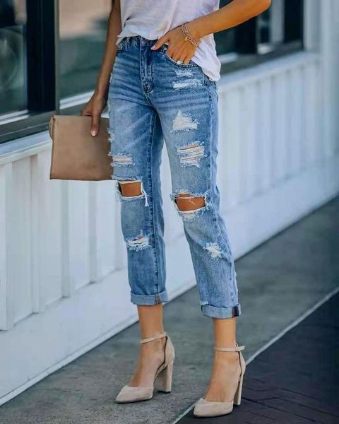 women's jeans 2021 there are holes, zippers, slim feet, torn denim trousers, clothing a302, Blue
women's jeans 2021 there are holes, zippers, slim feet, torn denim trousers, clothing a302, Blue
