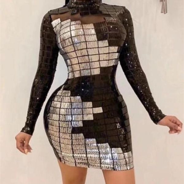 women long sleeve winter sequins mesh party dress ladies designer plaid night club evening celebrity vestido 210527, Black;gray
women long sleeve winter sequins mesh party dress ladies designer plaid night club evening celebrity vestido 210527, Black;gray