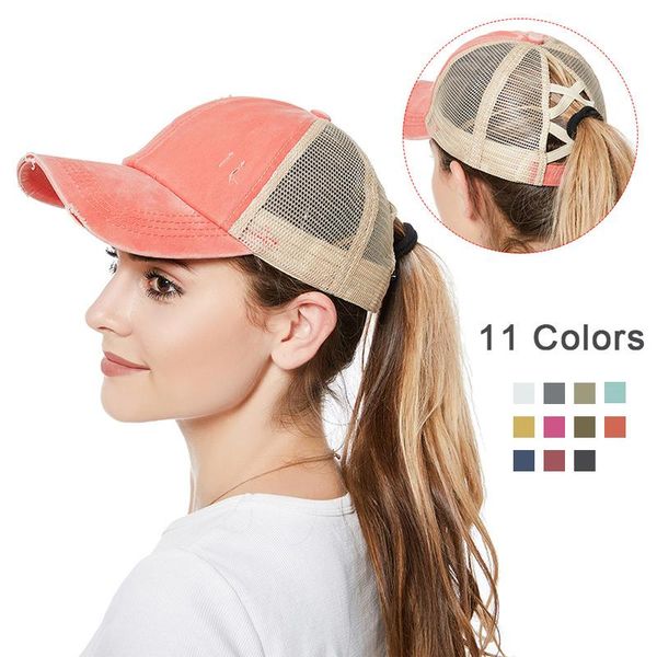 wide brim hats baseball caps criss cross mesh high messy bun ponycap trucker washed denim and worn cap, Blue;gray 
wide brim hats baseball caps criss cross mesh high messy bun ponycap trucker washed denim and worn cap, Blue;gray