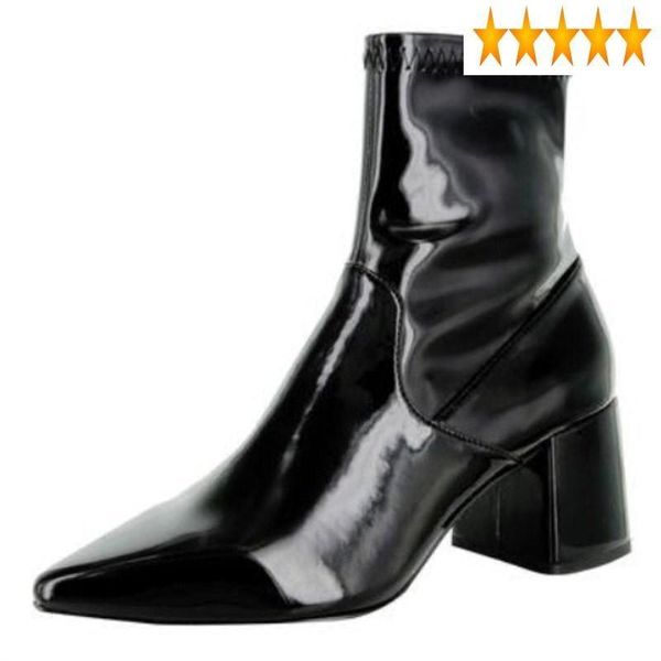boots patent british fashion leather womens ankle streetwear thick heel pointed toe side zipper solid female skinny, Black
boots patent british fashion leather womens ankle streetwear thick heel pointed toe side zipper solid female skinny, Black