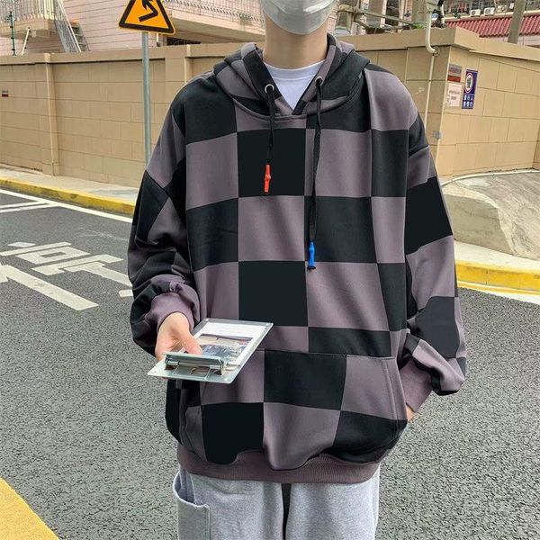 men's hoodies & sweatshirts korean version of plaid color matching plus fleece hoodie spring and autumn loose all-match pullover haraju, Black
men's hoodies & sweatshirts korean version of plaid color matching plus fleece hoodie spring and autumn loose all-match pullover haraju, Black