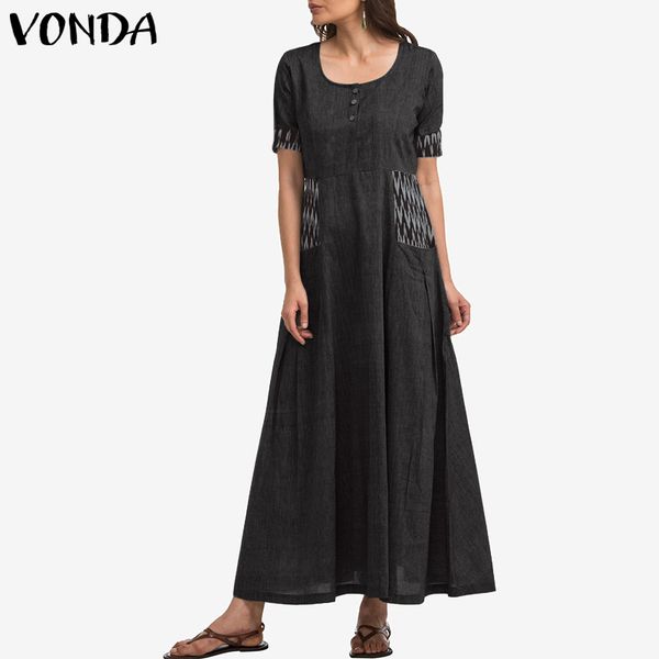 dresses short sleeve dress vinatge maxi long dresses robe 2021 vonda beach sundress bohemian party vestidos femme, Black;gray
dresses short sleeve dress vinatge maxi long dresses robe 2021 vonda beach sundress bohemian party vestidos femme, Black;gray