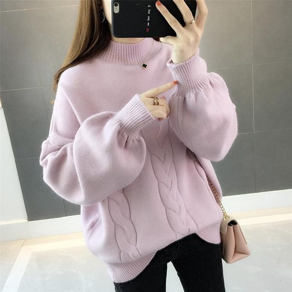 women's sweaters arrival thick winter knitted women sweater pink half turtleneck solid color loose pullover ns4463, White;black
women's sweaters arrival thick winter knitted women sweater pink half turtleneck solid color loose pullover ns4463, White;black