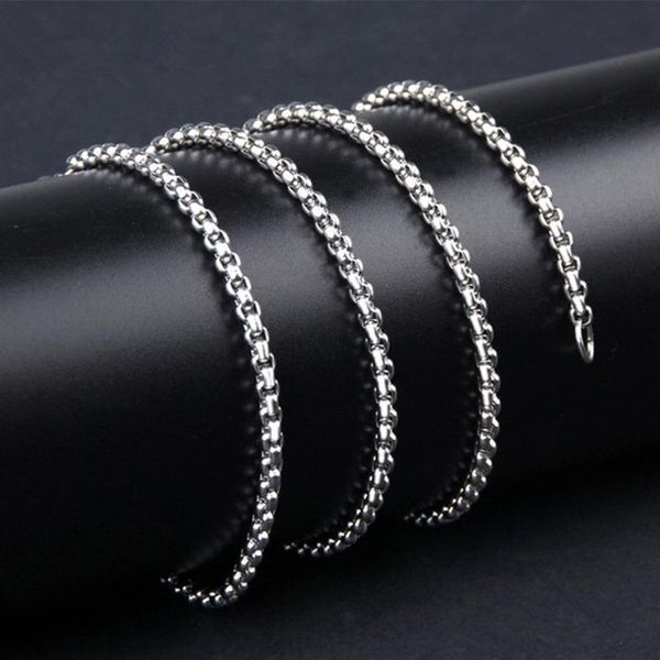 chains 90cm long necklace men women stainless steel hip hop christmas necklaces gifts for male accessories wholesale, Silver
