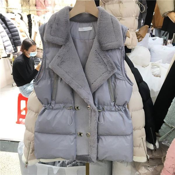 women's vests winter fashion faux lamb fur patchwork cotton vest women parkas drawstring double breasted sleeveless padded waistcoat, Black;white
women's vests winter fashion faux lamb fur patchwork cotton vest women parkas drawstring double breasted sleeveless padded waistcoat, Black;white