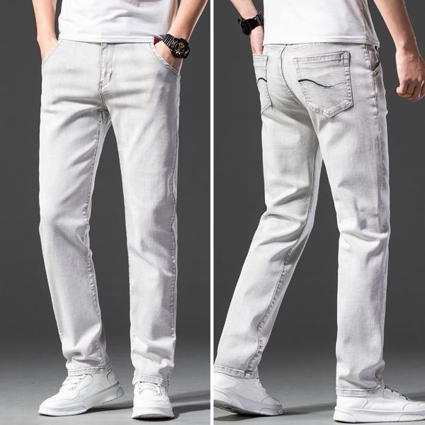 men's jeans 2021 light grey stretch slim classic style fashion casual embroidery cotton denim pants male brand trousers, Blue
men's jeans 2021 light grey stretch slim classic style fashion casual embroidery cotton denim pants male brand trousers, Blue