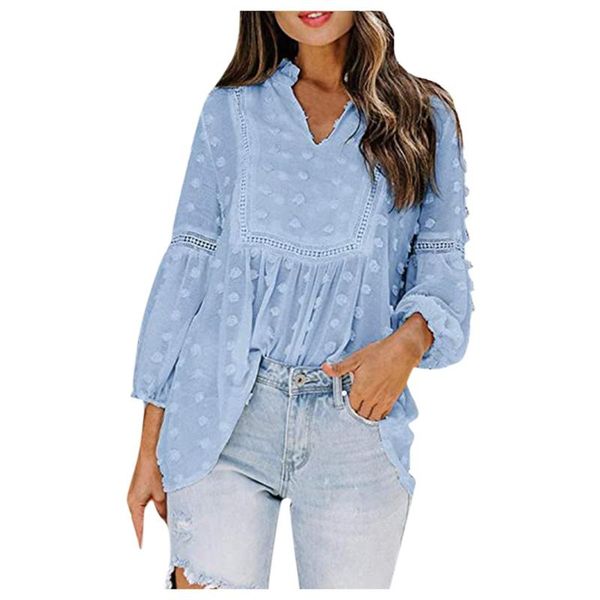 women's blouses & shirts women v neck blouse chiffon oversized shirt 2021 ladies chic lantern sleeve holiday polka dot spring ll4, White
women's blouses & shirts women v neck blouse chiffon oversized shirt 2021 ladies chic lantern sleeve holiday polka dot spring ll4, White