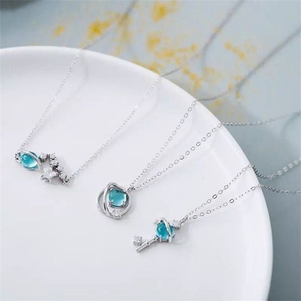 925 pure silver small fresh blue glass star necklace women's dream simple korean student clavicle chain, Black
925 pure silver small fresh blue glass star necklace women's dream simple korean student clavicle chain, Black