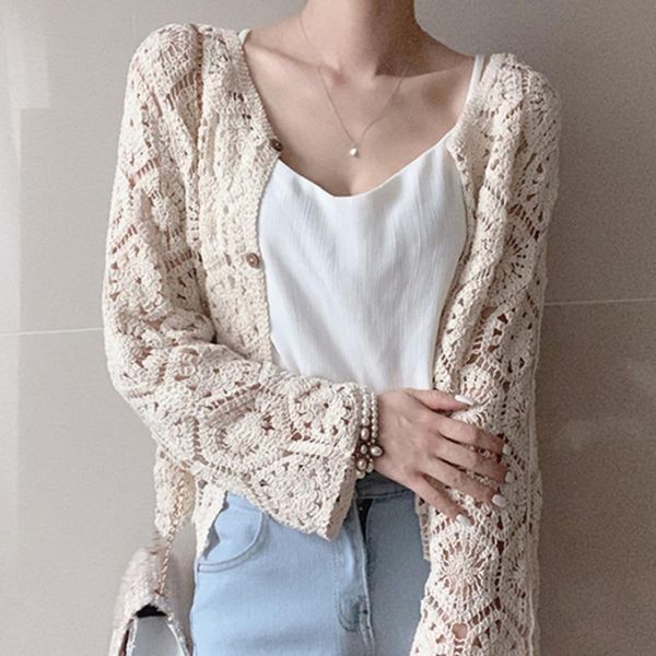 women's blouses & shirts korean chic autumn women short blouse loose long-sleeve hollow out crochet vintage cardigan lace shirt, White
women's blouses & shirts korean chic autumn women short blouse loose long-sleeve hollow out crochet vintage cardigan lace shirt, White