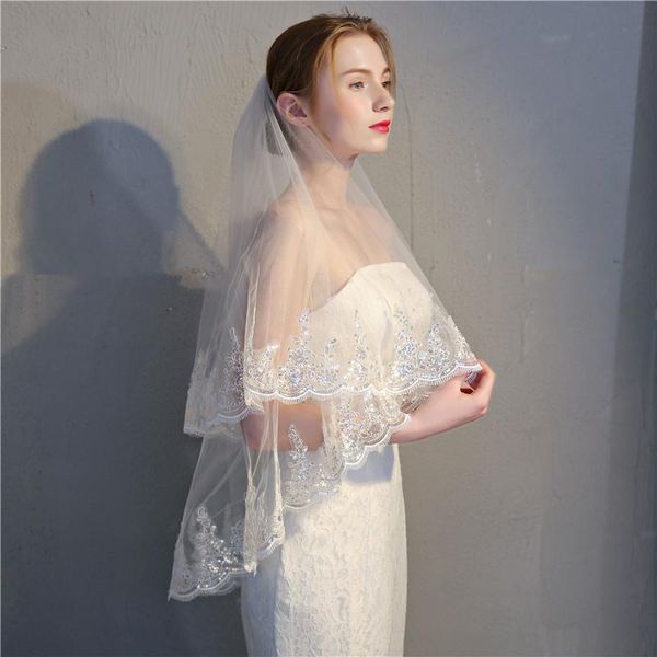 bridal veils short women's veil with comb 2021 wedding white ivory two layers tulle sequin lace edge bride accessories, Black
bridal veils short women's veil with comb 2021 wedding white ivory two layers tulle sequin lace edge bride accessories, Black