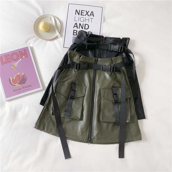 women's cargo sashes a-line pencil mini skirt zipper pockets bodycon short skirts autumn and winter leather skirt black khaki la 210601
women's cargo sashes a-line pencil mini skirt zipper pockets bodycon short skirts autumn and winter leather skirt black khaki la 210601