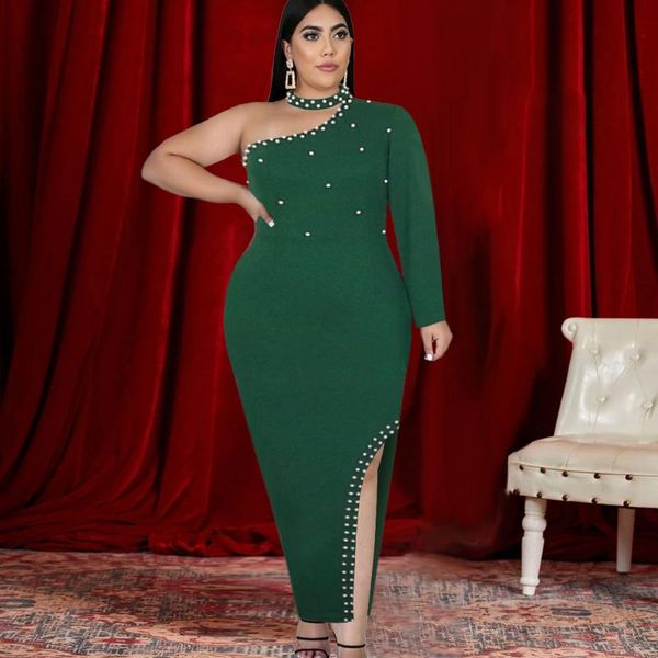 plus size dresses green women one shoulder long sleeve bodycon slit evening party event occasion beads prom gown dress, Black
plus size dresses green women one shoulder long sleeve bodycon slit evening party event occasion beads prom gown dress, Black