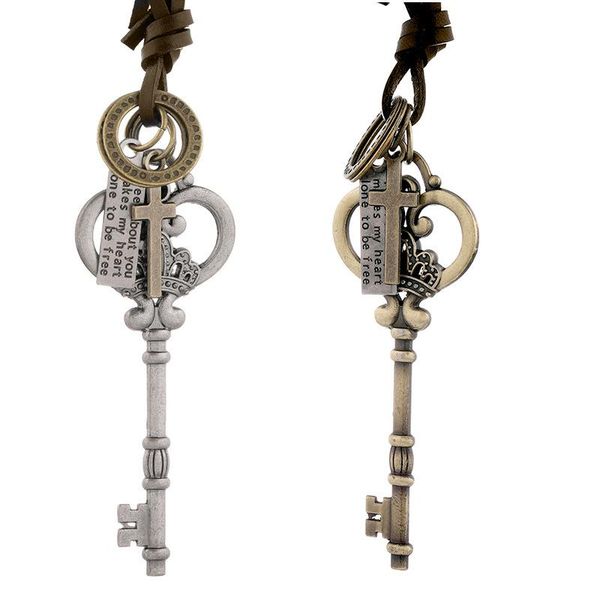 pendant necklaces retro simple key cowhide necklace personality fashion jewelry creative net red accessories, Silver
pendant necklaces retro simple key cowhide necklace personality fashion jewelry creative net red accessories, Silver