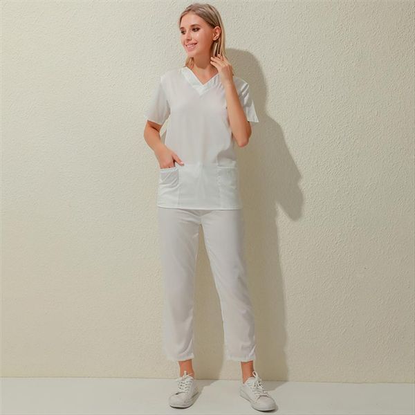 workwear short sleeve v neck womens pants nursing working uniform beauty salon suit scrub overalls clothes, White
workwear short sleeve v neck womens pants nursing working uniform beauty salon suit scrub overalls clothes, White