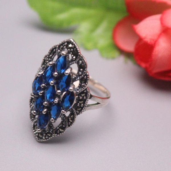 cluster rings pure 925 sterling silver ring the widest 28mm blue corundum, Golden;silver
cluster rings pure 925 sterling silver ring the widest 28mm blue corundum, Golden;silver