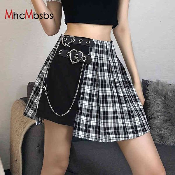 women gothic mini skirt plaid patchwork pleated chain buckle skirts high waist a-line y2k clothes harajuku party streetwear 210517, Black
women gothic mini skirt plaid patchwork pleated chain buckle skirts high waist a-line y2k clothes harajuku party streetwear 210517, Black