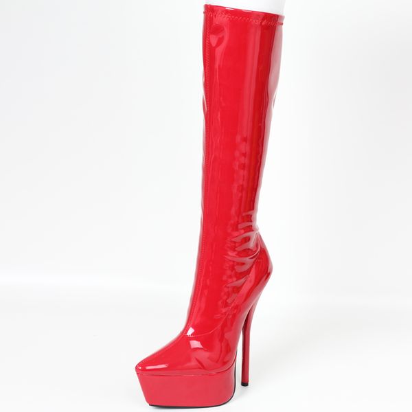 7 inch heel new red knee high heel stiletto platform stretchy boots, Black;white
7 inch heel new red knee high heel stiletto platform stretchy boots, Black;white