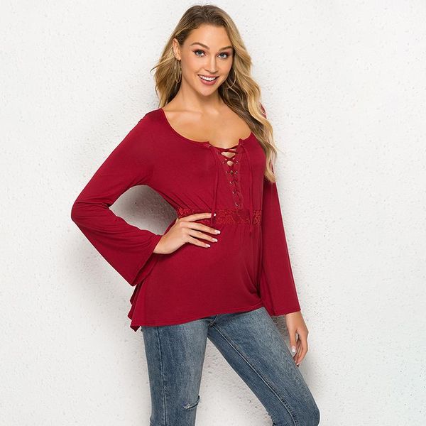 women's t-shirt women solid color t shirt waist irregular hem casual loose drawstring shirts o neck flare sleeve long, White
women's t-shirt women solid color t shirt waist irregular hem casual loose drawstring shirts o neck flare sleeve long, White
