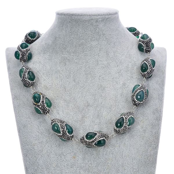 guaiguai jewelry natural green agates black rhinestone pave wrap chorker necklace for women real gems stone lady fashion jewellery, Silver
guaiguai jewelry natural green agates black rhinestone pave wrap chorker necklace for women real gems stone lady fashion jewellery, Silver