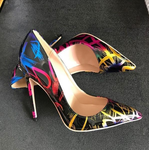 dress shoes 2021 colorful graffiti patent leather women pumps high heels pointed toe slip-on nightclub size 44, Black
dress shoes 2021 colorful graffiti patent leather women pumps high heels pointed toe slip-on nightclub size 44, Black