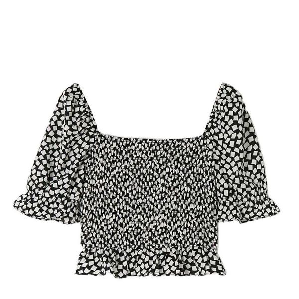 women's blouses & shirts 2021 summer women cropped retro printed shirt mujer puff sleeve jumper elastic blusas bandage crop short vinta, White
women's blouses & shirts 2021 summer women cropped retro printed shirt mujer puff sleeve jumper elastic blusas bandage crop short vinta, White