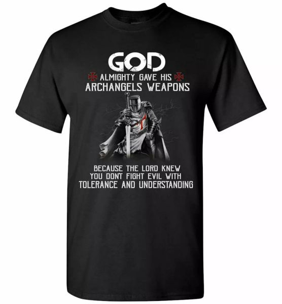 christian knight templar t-shirt for men warrior of god weapon to fight evil tee, White;black
christian knight templar t-shirt for men warrior of god weapon to fight evil tee, White;black