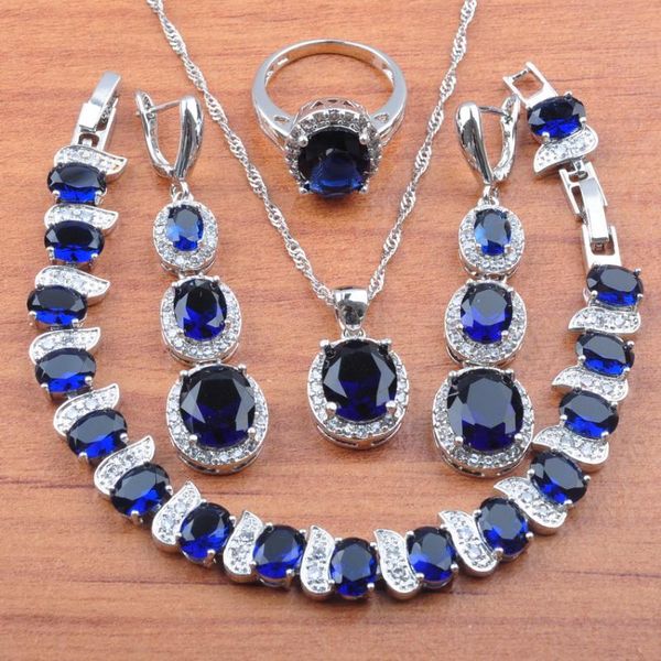 earrings & necklace exquisite blue cubic zirconia wedding jewelry set for women silver color bracelet and pendant rings js0119
earrings & necklace exquisite blue cubic zirconia wedding jewelry set for women silver color bracelet and pendant rings js0119