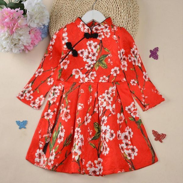 children clothes long sleeve plaid girl dress floral printed toddler chinese year costumes for kids, Red;yellow
children clothes long sleeve plaid girl dress floral printed toddler chinese year costumes for kids, Red;yellow