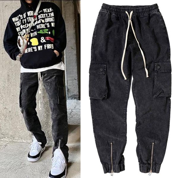 men's pants askyurself cargo men women 1:1 trouser leg zipper washed heavy fabric drawstring pocket track trousers, Black
men's pants askyurself cargo men women 1:1 trouser leg zipper washed heavy fabric drawstring pocket track trousers, Black