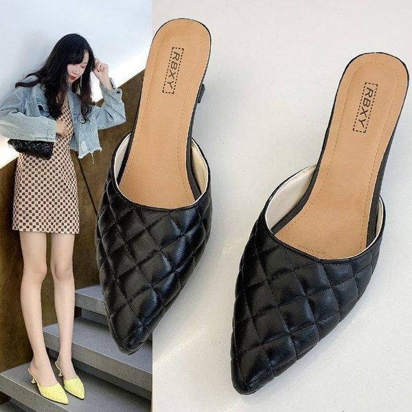 dress shoes women's fashion baotou half-tow pumps high-heeled stiletto slippers pointed plaid bow ladies party, Black
dress shoes women's fashion baotou half-tow pumps high-heeled stiletto slippers pointed plaid bow ladies party, Black