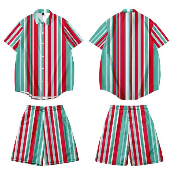 men's casual shirts summer fashion mens hawaiian short sleeve button striped print beach shirt and shorts set, White;black
men's casual shirts summer fashion mens hawaiian short sleeve button striped print beach shirt and shorts set, White;black