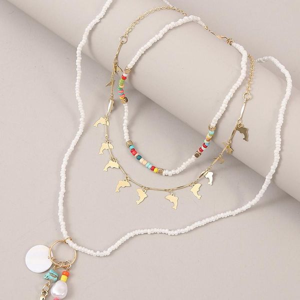 pendant necklaces 3 pcs/set boho fishtail handmade white glass beaded necklace for women gold metal dolphin chain jewelry gift, Silver
pendant necklaces 3 pcs/set boho fishtail handmade white glass beaded necklace for women gold metal dolphin chain jewelry gift, Silver